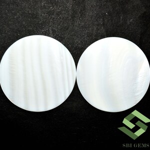 48 mm Natural Mother Of Pearl Flat Coin Shape Pair 74.44 Cts Loose Gemstones For Earrings