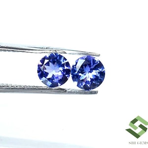 5 mm Certified Natural Tanzanite Round Cut Pair 3 Type Quality Calibrated Loose Gemstones