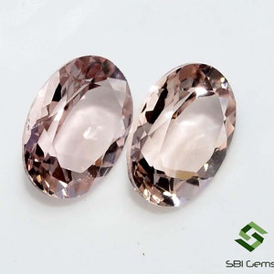 Peach Morganite Gemstones: 8x6mm Oval Cut Pair, Certified