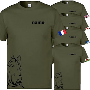 Angeln T-Shirt Personalisiert mit Ihrem Namen und einer Flagge auf dem Ärmel