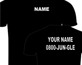 I&#39;m a celebrity t shirt Novelty Jungle Castle Party Fancy Dress Personalised Print Front and Back Leave Name for printing