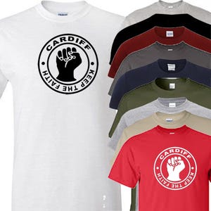 Cardiff t shirt football novelty keep the faith grandad dad design fathers