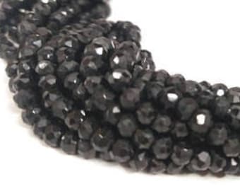 13 Inch Black Spinel Faceted Rondelle Beads Strand 3-3.5mm - Natural Spinel Beads - Black Spinel Wholesale Beads - Black Bead - Black Spinel