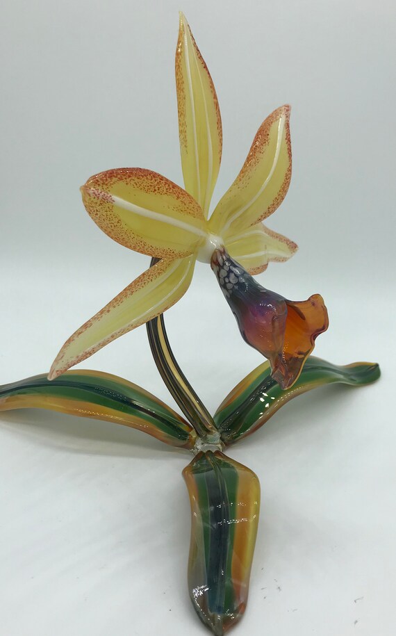 Ceramic Orange and Yellow Orchid Wall HangingMinimalisticBoho DecorGypsyHealingHandmadeSimplisticOrganic