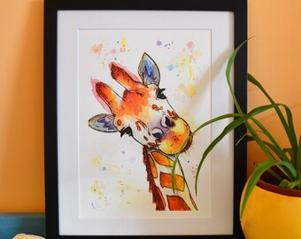 Hello There - Watercolour Giraffe art print