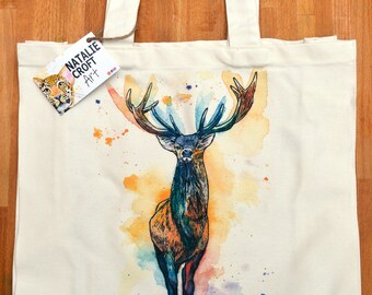 Highland stag tote bag