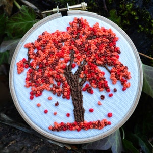 Hand Embroidered Autumn Tree