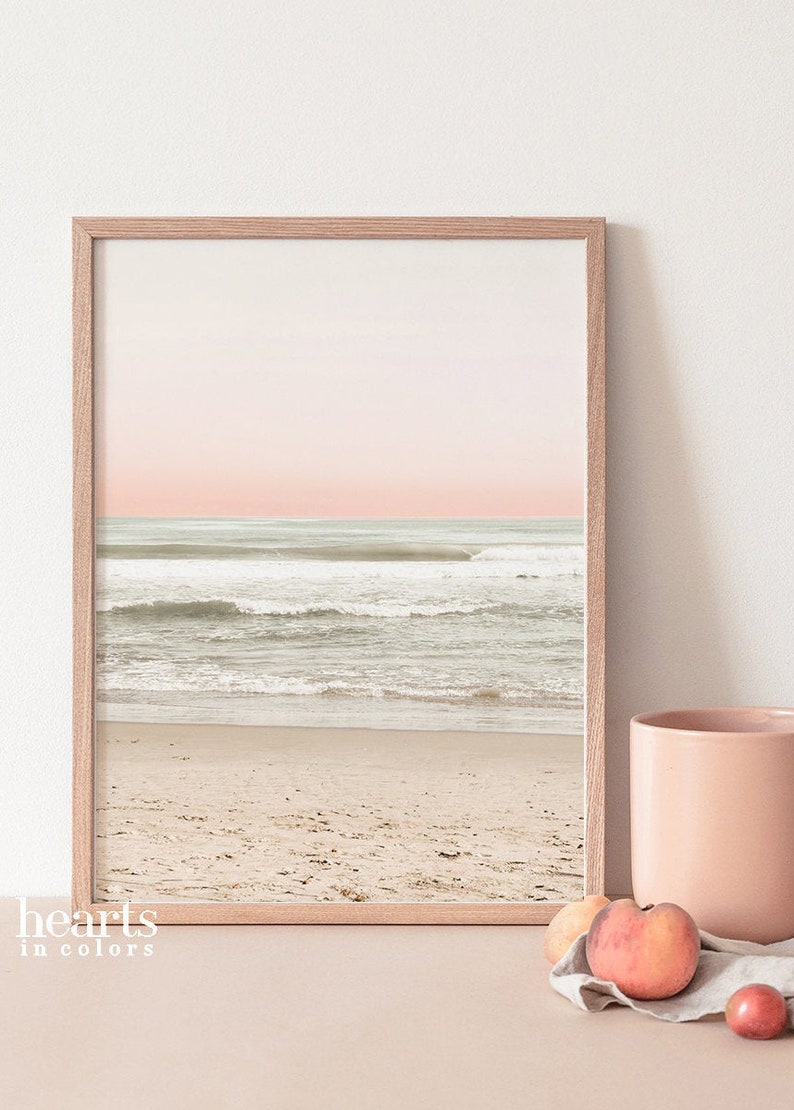 Set of 2 Prints Beach Print Beach Wall Art Pink Beach Art Etsy