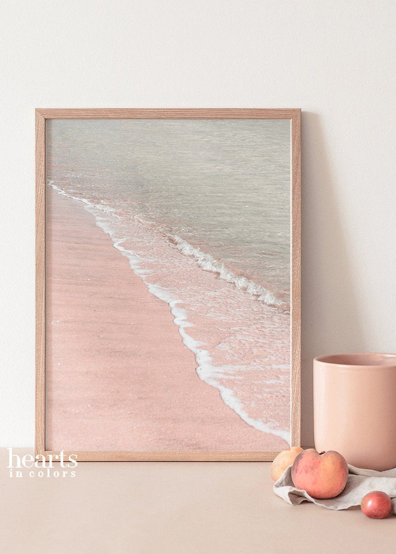 Set of 2 Prints Beach Print Beach Wall Art Pink Beach Art Etsy