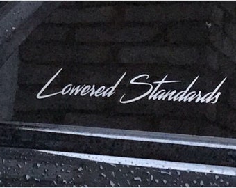LOWERED STANDARDS Windscreen Decal Car Sticker Vinyl JDM Stance Fiesta Corsa Ken Block 58cmwide