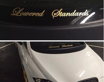 LOWERED STANDARDS Windscreen Decal Car Sticker Vinyl JDM Stance Fiesta Corsa Ken Block 58cmwide