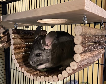 Wooden Hammock Ledge For Chinchilla / Pet Rat Cage Accessories