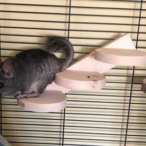 Wooden Step Ledge For Chinchilla / Play Accessories For Pet Rat Cage image 2