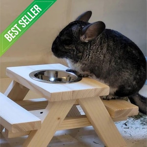 Chinchilla Picnic Table / Pet Rat Cage Accessory / Critter Feeding Station