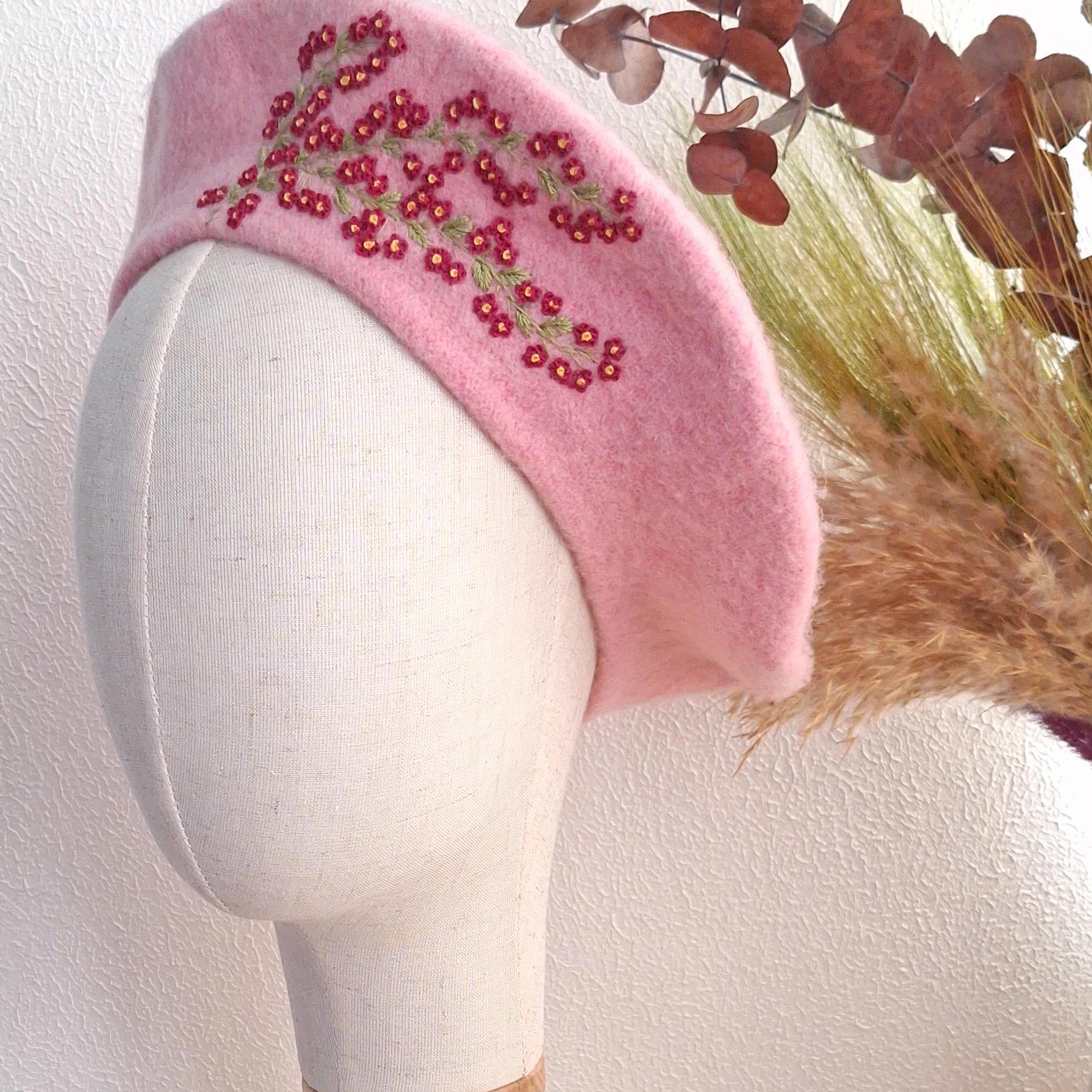 9575 Daisy Flower Hat Handmade Wool Beret French Style Needle Felt Yellow Sun Flowers Beret, White Wool Felt Beret Hat, French  main image 3
