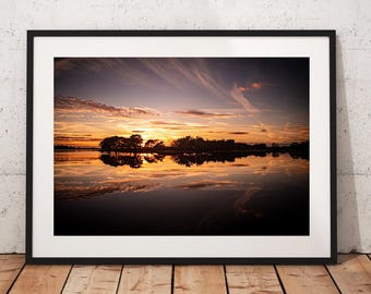 The New Forest Hampshire : Hatchet's Pond Sunset - Digital Print