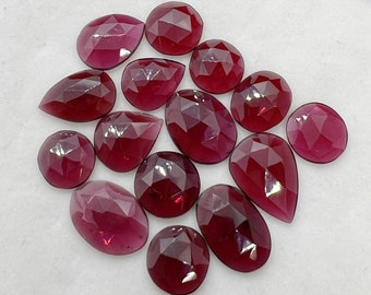 10pcs pack of Natural Garnet Rose cut Gemstone - Red Garnet Gemstone - Loose Gemstone For Jewelry - Flat Back Rosecut Cabochon, -8-12mm size