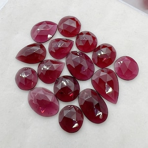 10pcs pack of Natural Garnet Rose cut Gemstone Red Garnet Gemstone Loose Gemstone For Jewelry Flat Back Rosecut Cabochon, 8-12mm size image 1