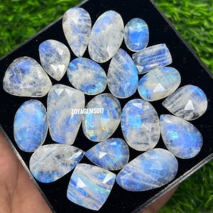 10pcs pack of rainbow moonstone rosecut cabochon-rainbow moonstone rosecut jewelry-rosecut moonstone jewelry for mother,s day sale image 1