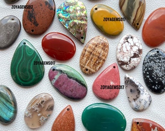 1MM Drilled Mix stone cabochon -Mix stone cabochon-drill gemstone-drilled stone-drilled cabochon for making jewellery