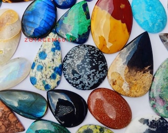 Mix Natural Gemstone Cabochons: Loose Crystals for Jewelry Making