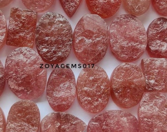 Cabochon de quartz fraise druzy- Pierre précieuse de quartz fraise- bijoux fraise -druzy fraise -pierre de fraise rouge-