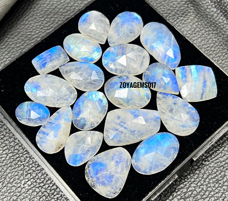 10pcs pack of rainbow moonstone rosecut cabochon-rainbow moonstone rosecut jewelry-rosecut moonstone jewelry for mother,s day sale image 3