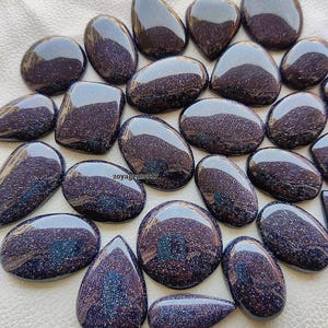 Blue Goldstone Cabochon Lot: AAA Quality Jewelry Making Stones (20-40mm)