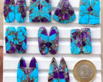 AAA Natural Copper Turquoise Pairs cabochon -Semi Precious Gemstone Cabochon pairs for jewelry and gifts