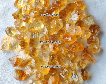 Pierres précieuses de citrine brutes - Top des pierres précieuses brutes de citrine pour la fabrication de bijoux - Bijoux en citrine - Bague en citrine - Pendentifs en citrine - Tranches de citrine brutes