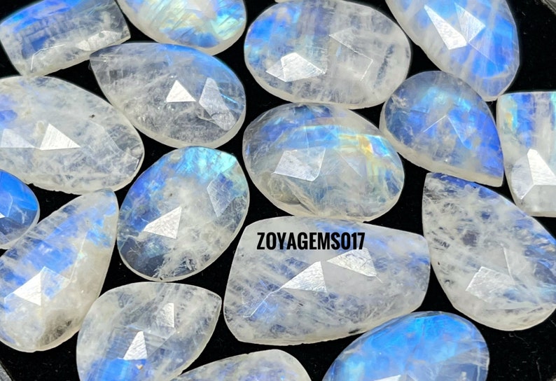 10pcs pack of rainbow moonstone rosecut cabochon-rainbow moonstone rosecut jewelry-rosecut moonstone jewelry for mother,s day sale image 2