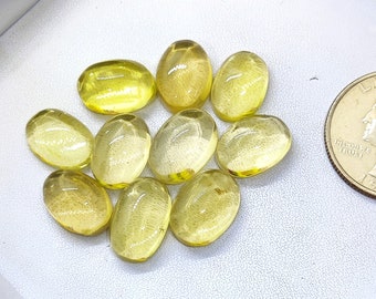 10 Pcs Lot of Amazing Lemon Quartz Cabochon . Amazing Wholesale lot of Lemon Quartz. Lemon Quartz Cabochon for Jewelry Making