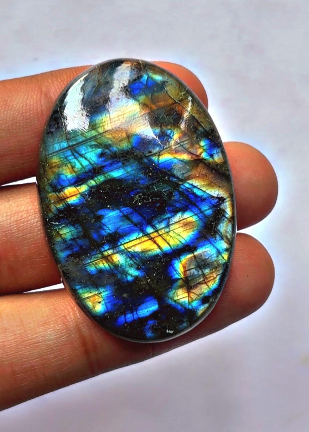 Labradorite Spectrolite Spectrolite Labradorite Gemstone Cabochon – Oval, 19 Gram (44x30x7 MM ...