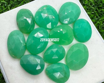 Chrysoprase naturelle Loose Flat Back Mix Shape Rose Cut Lot ~ Chrysoprase Semiprecious Gemstone Loose Faceted Cabs For Jewelry Rings