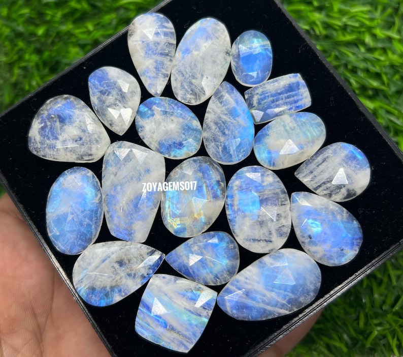 10pcs pack of rainbow moonstone rosecut cabochon-rainbow moonstone rosecut jewelry-rosecut moonstone jewelry for mother,s day sale image 1