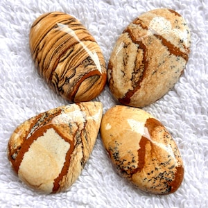 Picture Jasper Cabochon Lot: Gemstone Jewelry Making Supplies