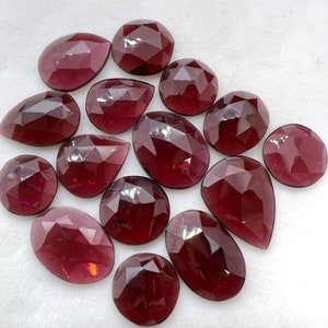 10pcs pack of Natural Garnet Rose cut Gemstone Red Garnet Gemstone Loose Gemstone For Jewelry Flat Back Rosecut Cabochon, 8-12mm size image 2