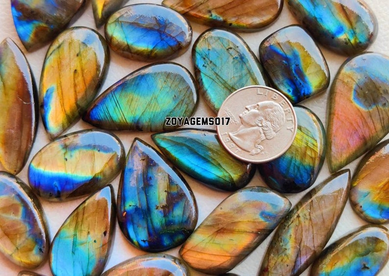 Terrain de gros de labradorite, lot de cabochon de labradorite naturelle, mélange de labradorite multi-feu de forme et de taille cabochon de guérison, lot de pierres précieuses en vrac image 3