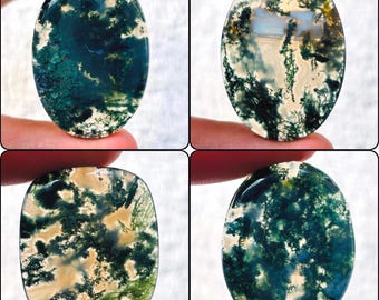 Cabochão de Ágata Musgosa Verde de Qualidade AAA: Gema solta para confecção de joias