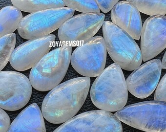 Top Rainbow moonstone Pear cabochon-moonstone jewellery-rainbow moonstone jewellery-rainbow moonstone ring-moonstone for jewelry