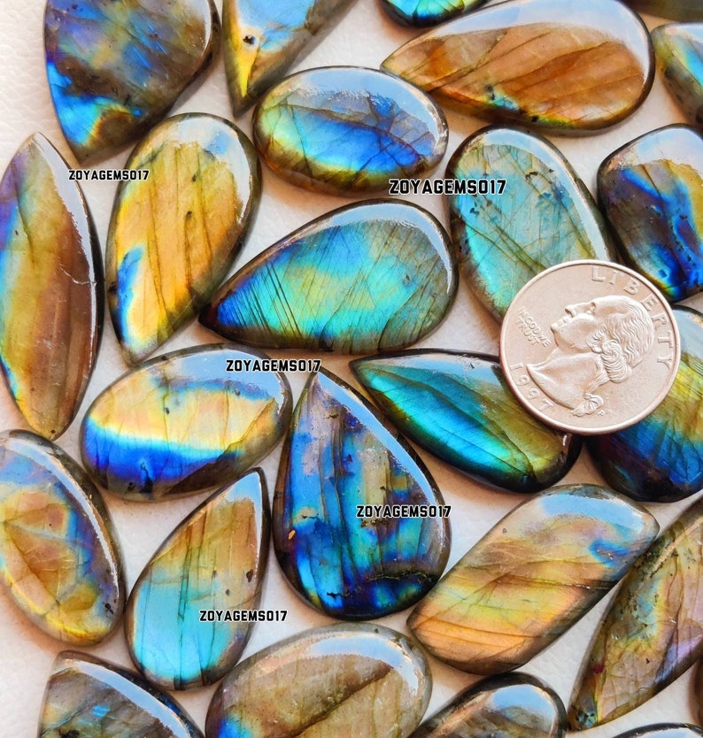 Labradorite lotto all'ingrosso, labradorite naturale cabochon lotto, multi fuoco labradorite mix forma e dimensione guarigione cabochon, lotto di pietre preziose sciolte immagine 2