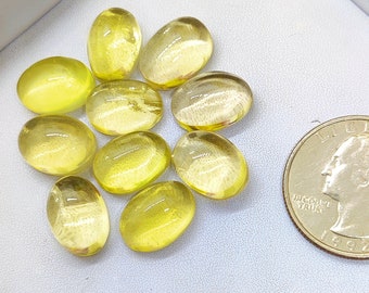 10 Pcs Lot of Amazing Lemon Quartz Cabochon . Amazing Wholesale lot of Lemon Quartz. Lemon Quartz Cabochon for Jewelry Making