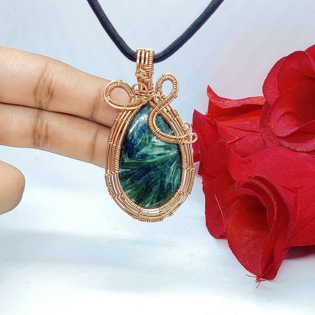 Seraphinite Handmade Copper Wire Wrap Pendant_ Wholesale Etsy