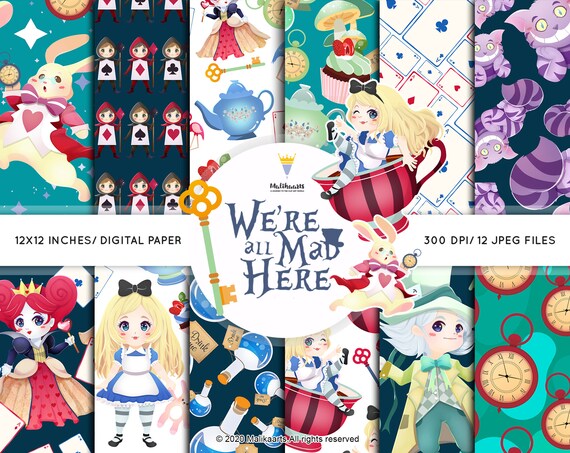 Alice In Wonderland Digital Paper Alice Paper Pack Etsy Alice In Wonderland Digital Paper Alice Paper Pack Etsy