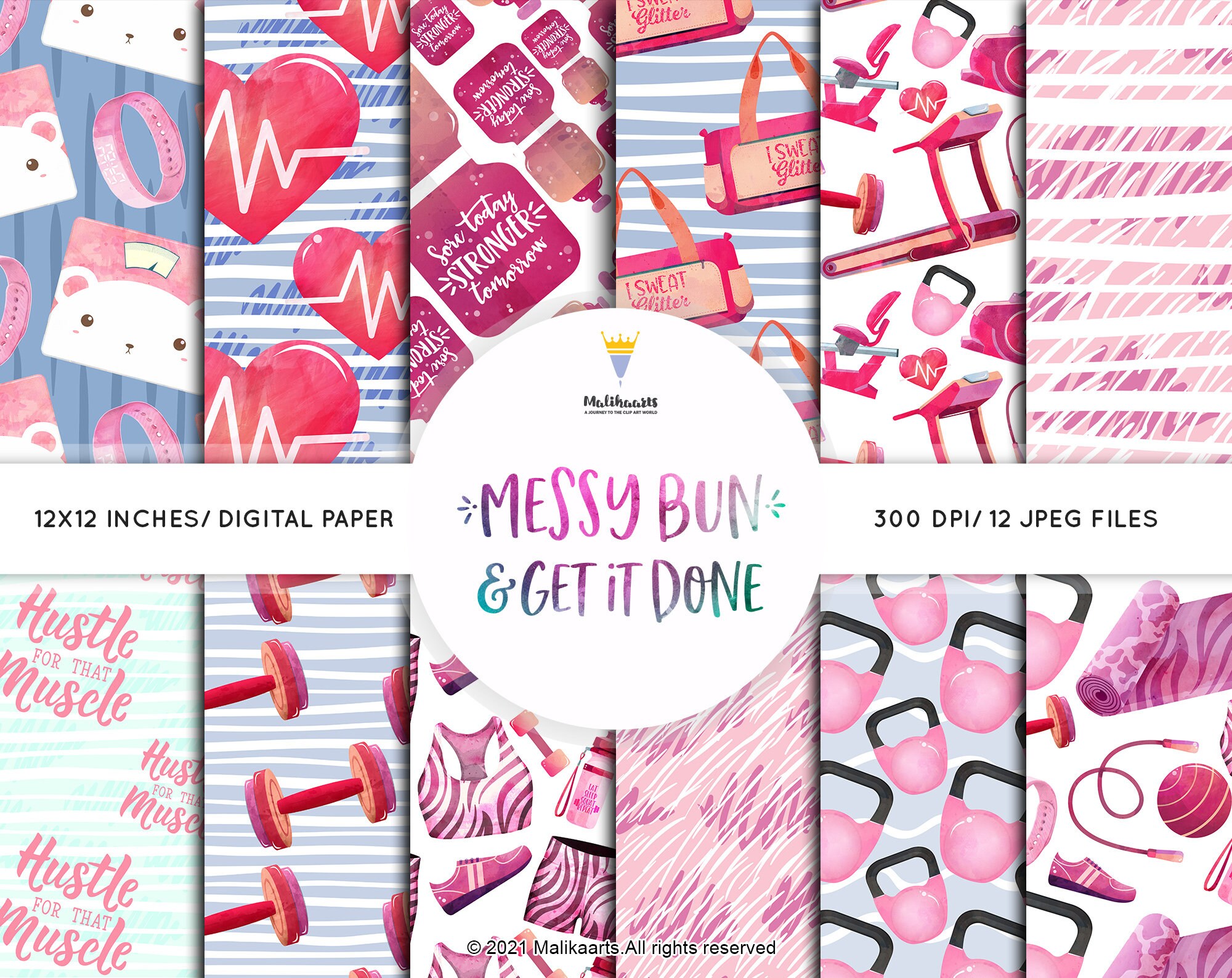 Fitness digital paper workout digital paper sport digital Etsy