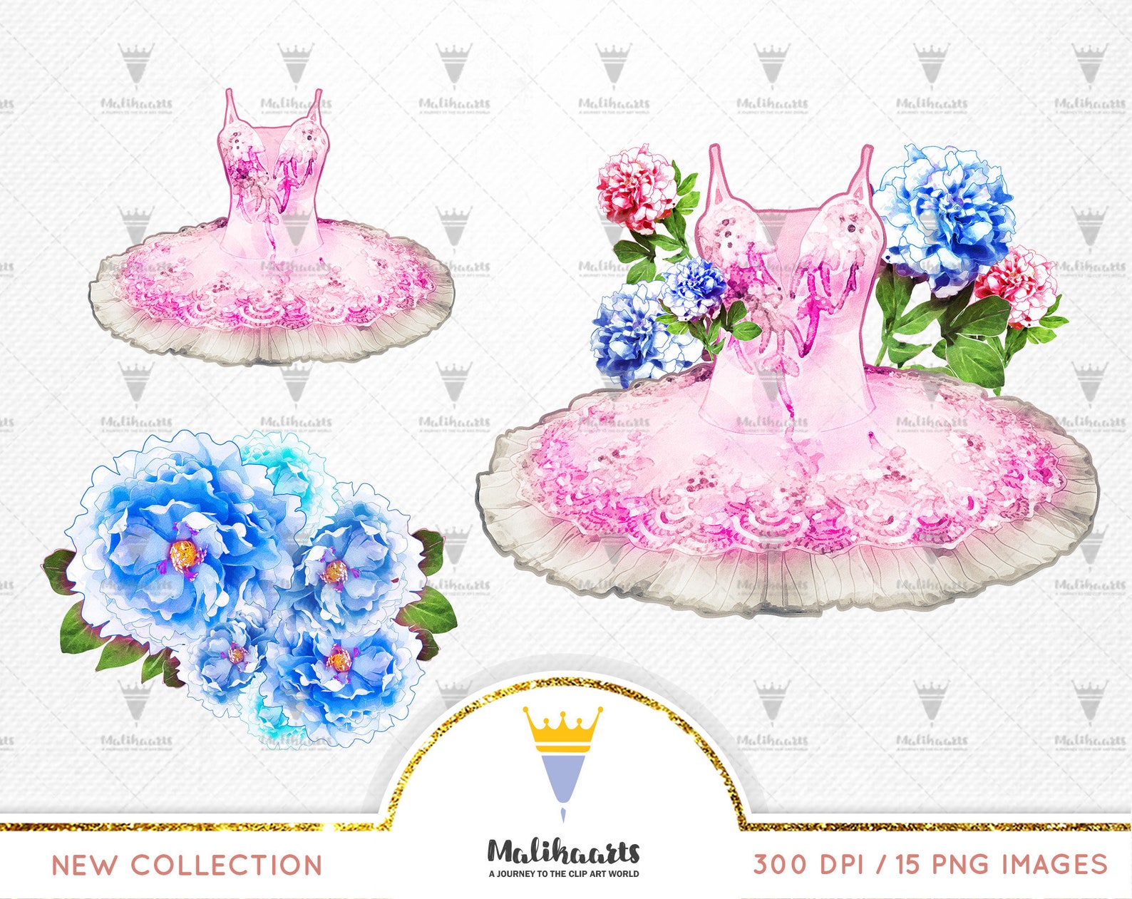 ballerina clipart, ballet clipart, watercolor ballet shoes, tutu dress, bridal shower, wedding invitation, romantic, roses peoni