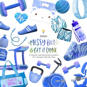 Fitness Clipart Watercolor Workout Clipart Gym Clipart Etsy Uk