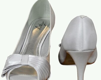 silver grey satin shoes