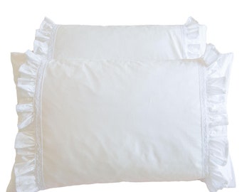 Ruffled Lace Cotton Pillowcases: Handmade in UK