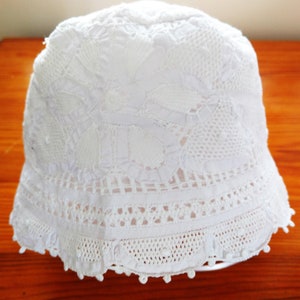 Baby Christening Bonnet Baby Christening Hat Fully Handmade Lace 100% Cotton